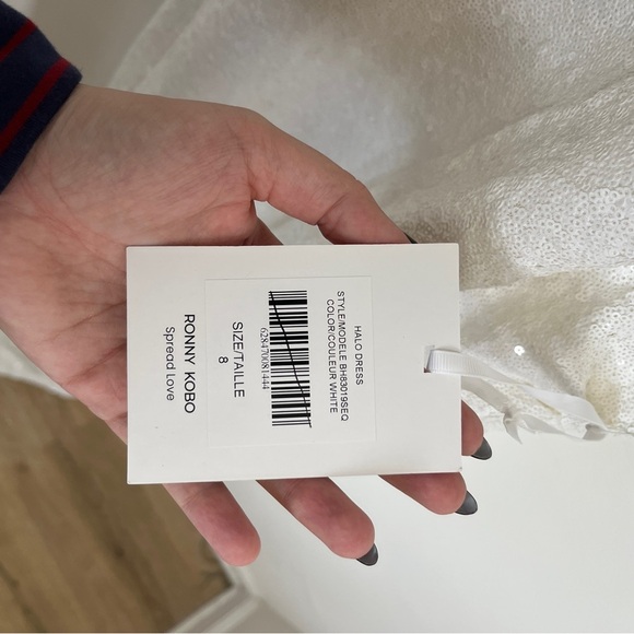 Ronny Kobo Collection for Anthropologie Halo White Sequin Backless Gown Size 8 - Picture 7 of 10